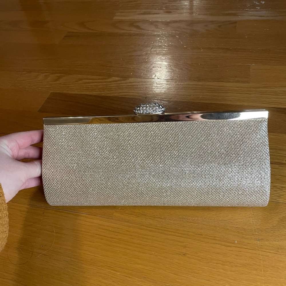 Gold clutch with chain straps!